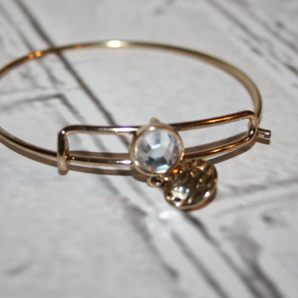 🌟💍 Silver Rhinestone Charm Bangle Bracelet (7") 💍🌟